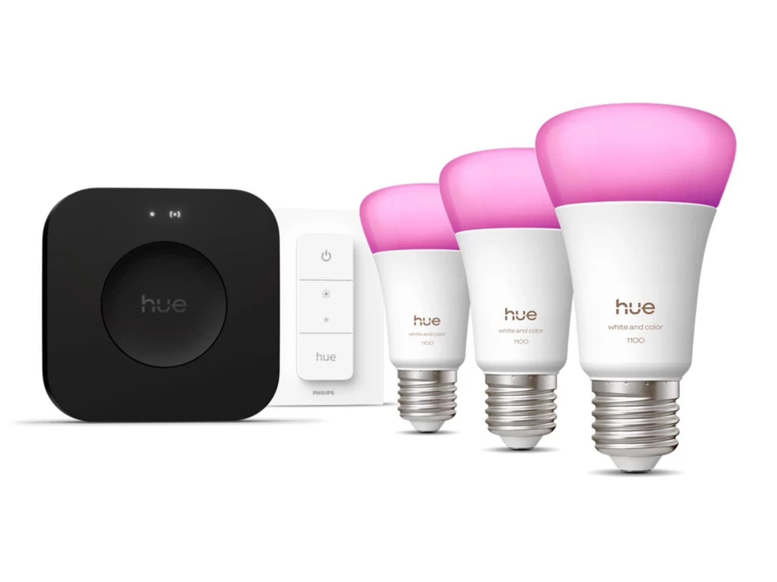 Philips Hue WCA startpaket (3x E27 + Dimmer + Bridge Pro) LED-lampor & glödlampor
