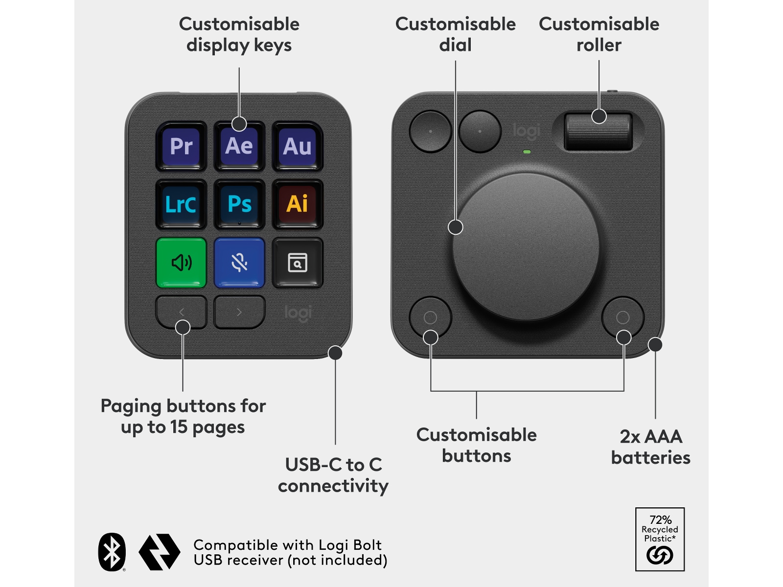 Logitech MX Creative Console (svart) Tangentbord