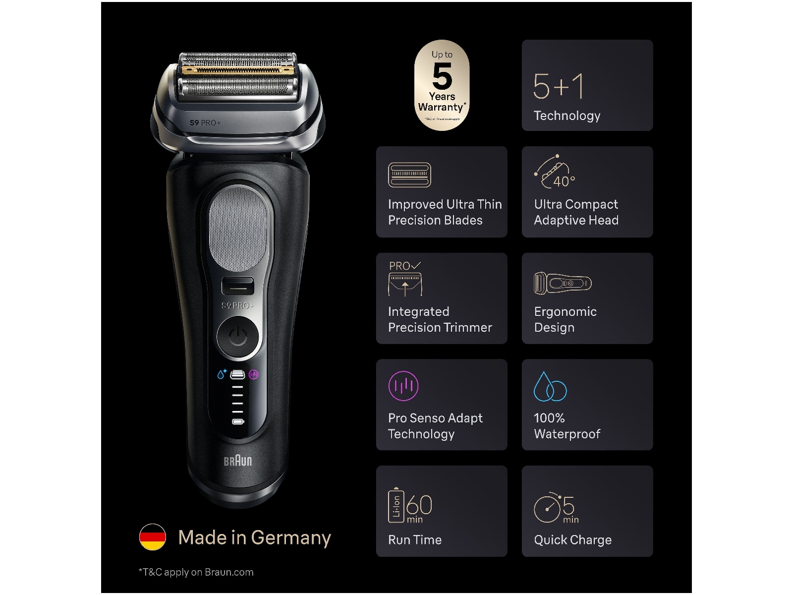 Braun Series 9 PRO+ Elektrisk Rakapparat 9660CC -B-Grade Demo träning & hälsa