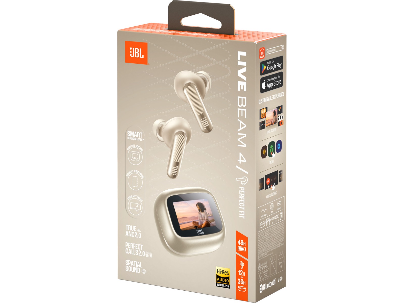JBL Live Beam 4 trådlösa öronproppar (champagne) In-ear hörlurar