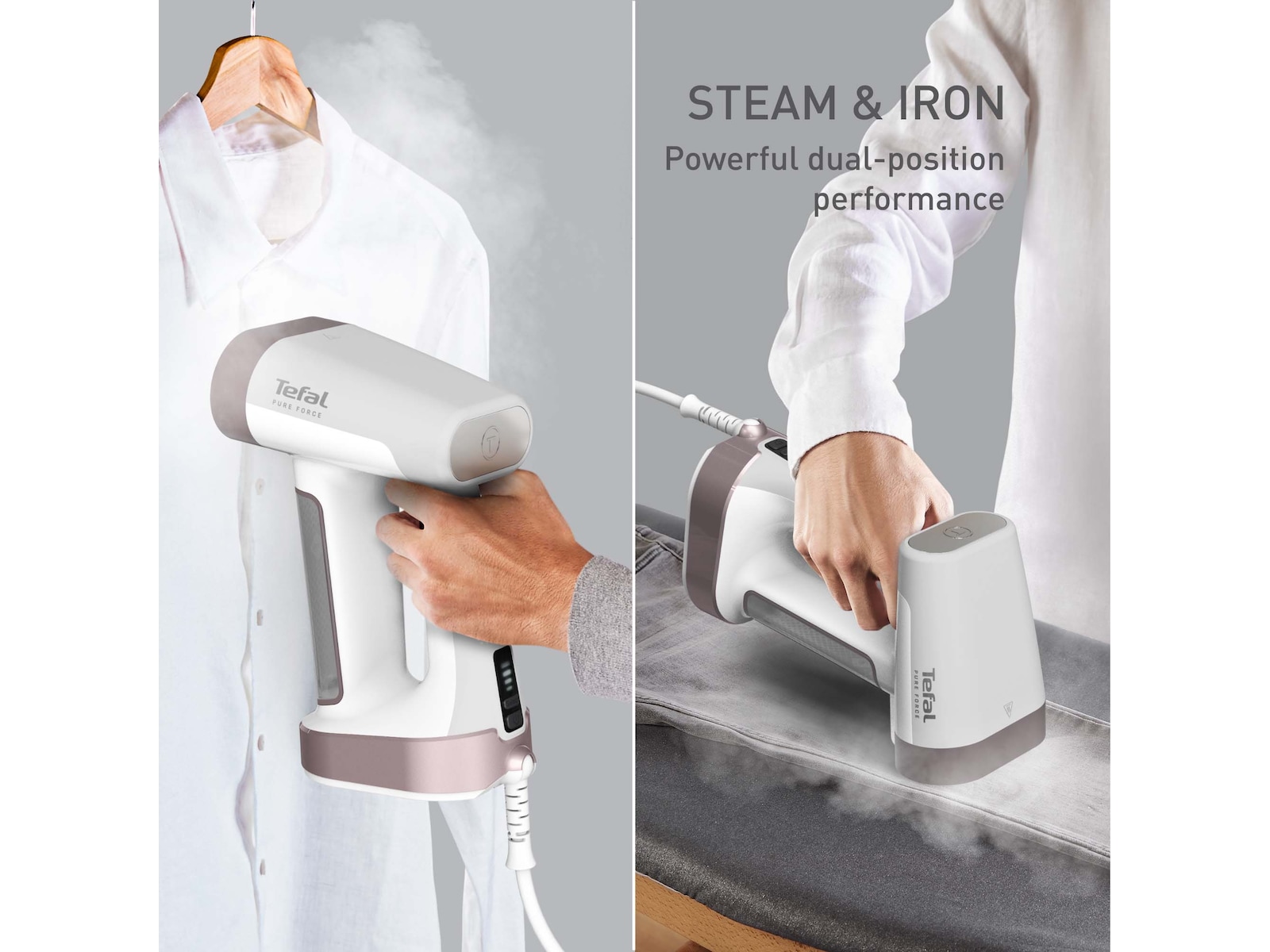 Tefal Pure Force 2in1 Vit & Rosa DT8720E0 1800 W Steamer