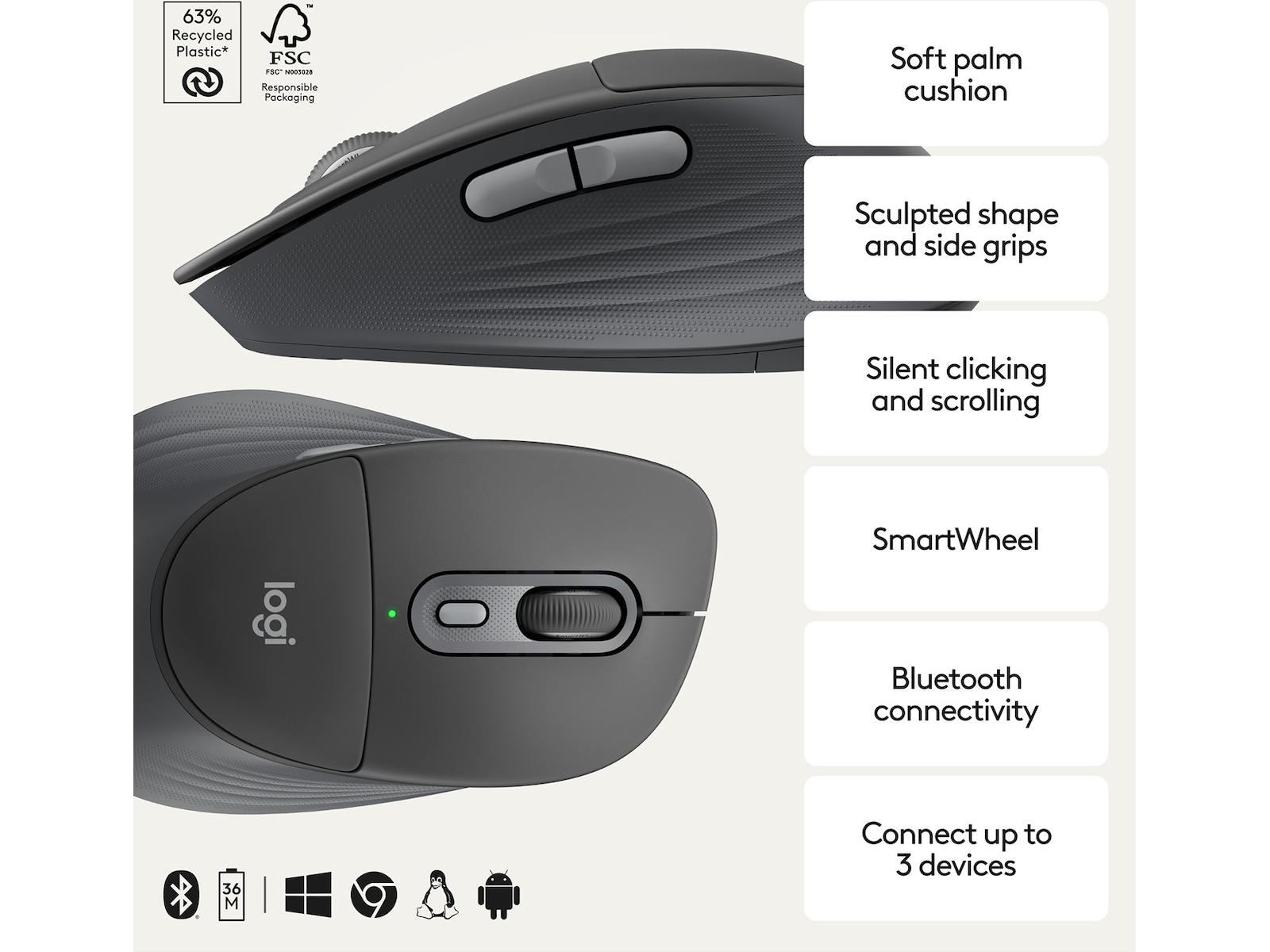 Logitech Signature Comfort M850 L trådlös mus Mus