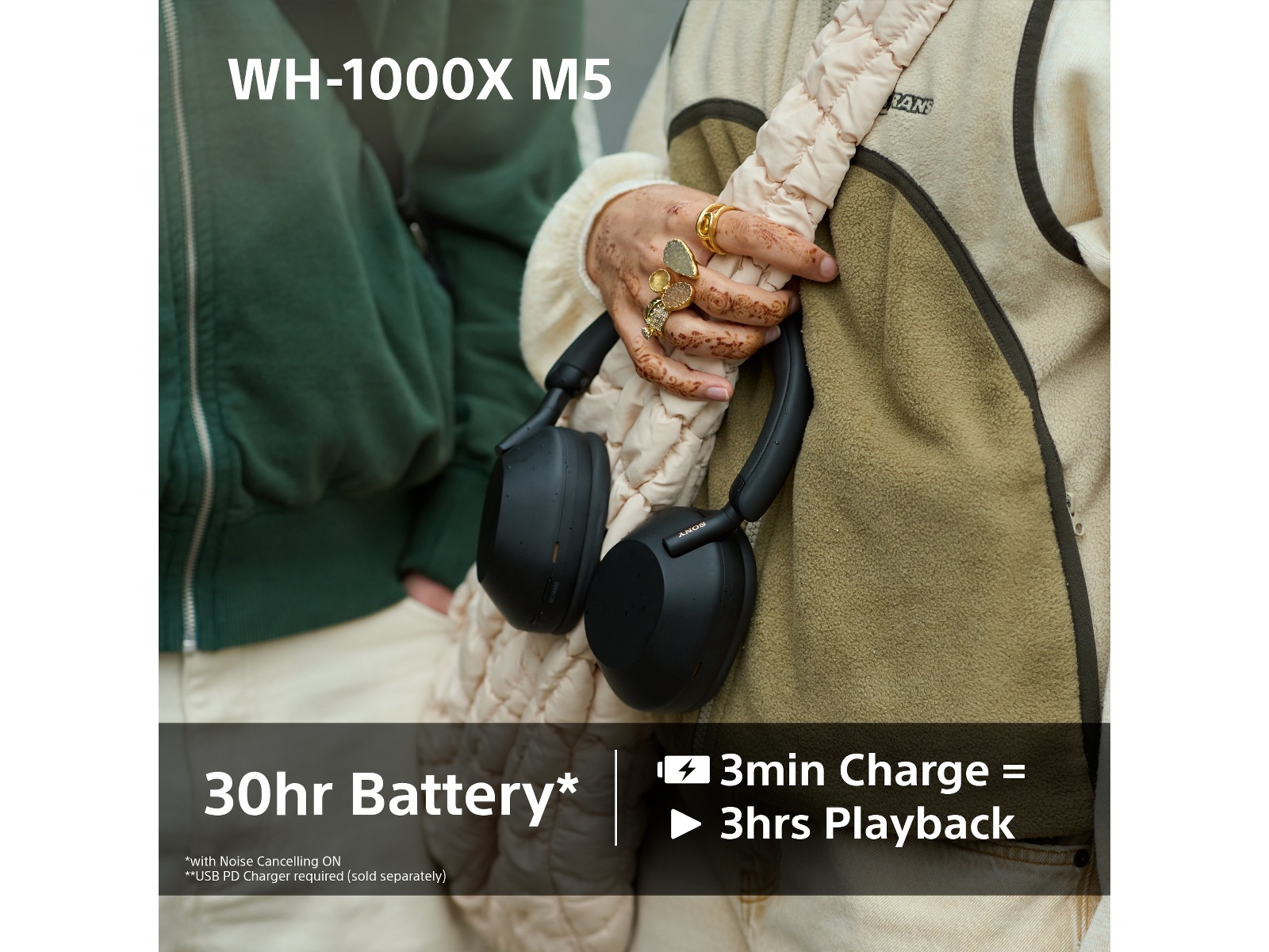 Sony WH-1000XM5 trådlösa hörlurar, Over-Ear (silver) -B-Grade Demo headset
