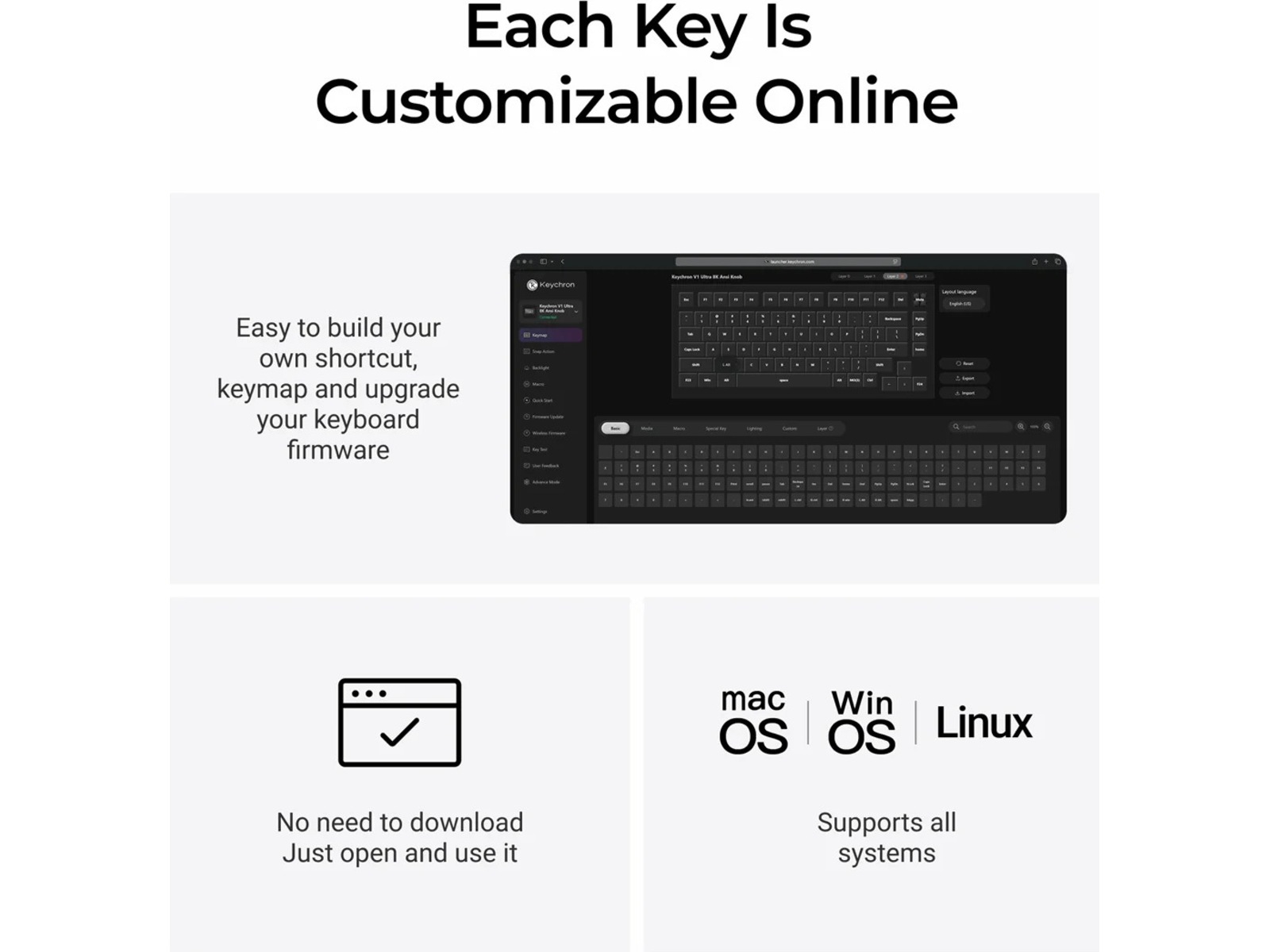 Keychron V1 Ultra 75% 8K Red Trådlöst Gamingtangentbord Gamingtangentbord