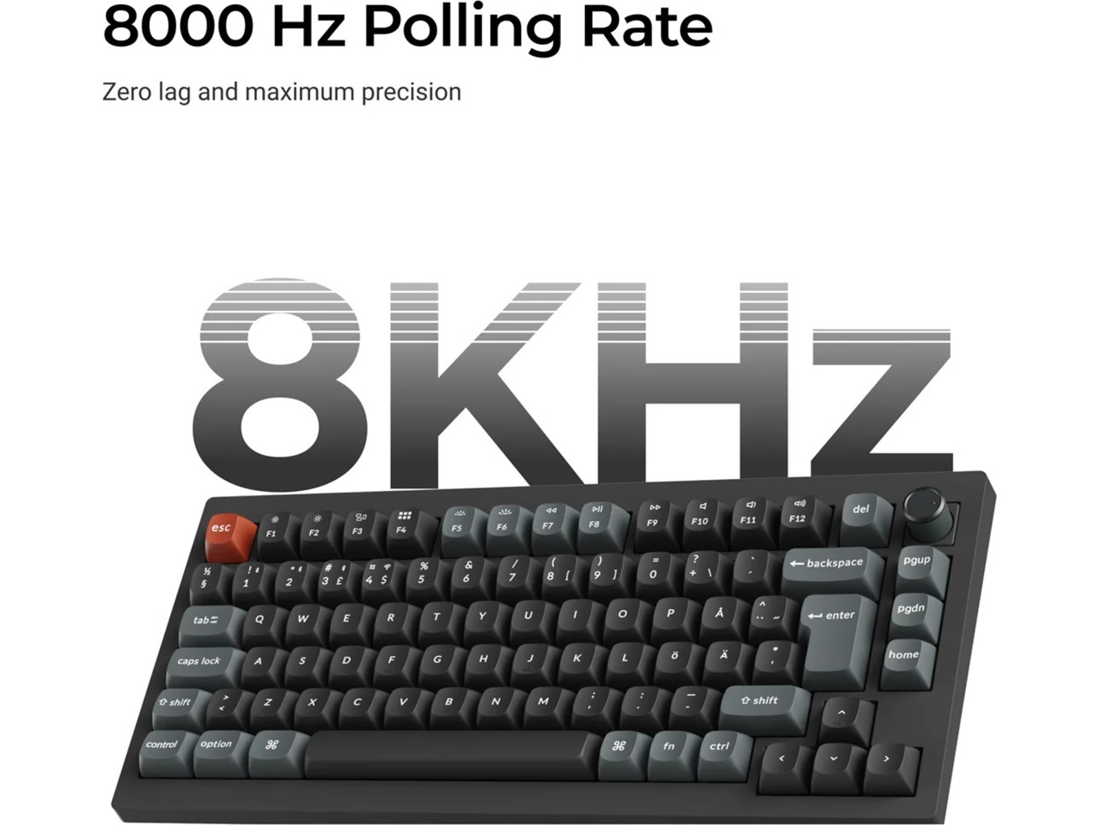 Keychron V1 Ultra 75% 8K Red Trådlöst Gamingtangentbord Gamingtangentbord
