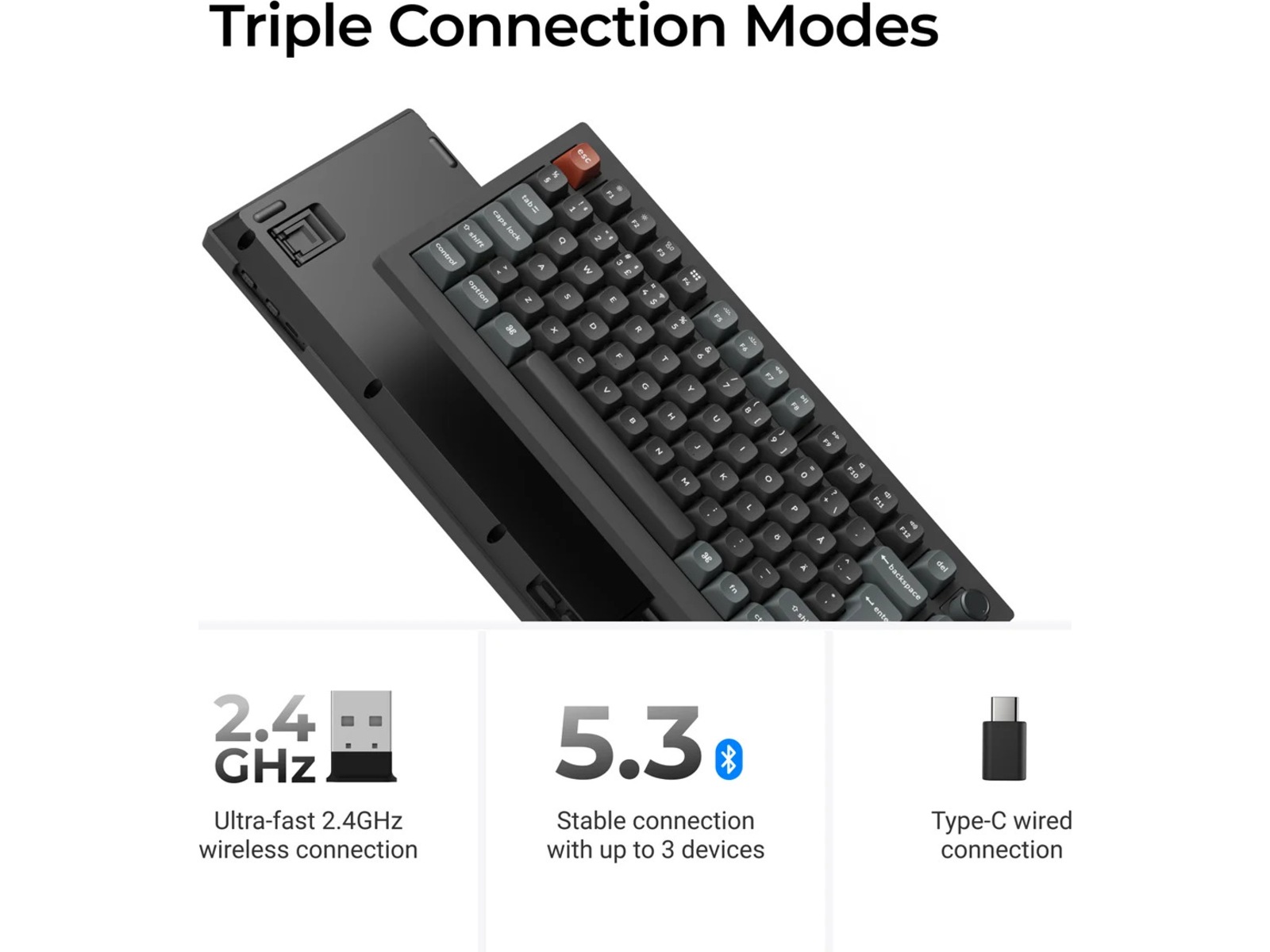 Keychron V1 Ultra 75% 8K Red Trådlöst Gamingtangentbord Gamingtangentbord