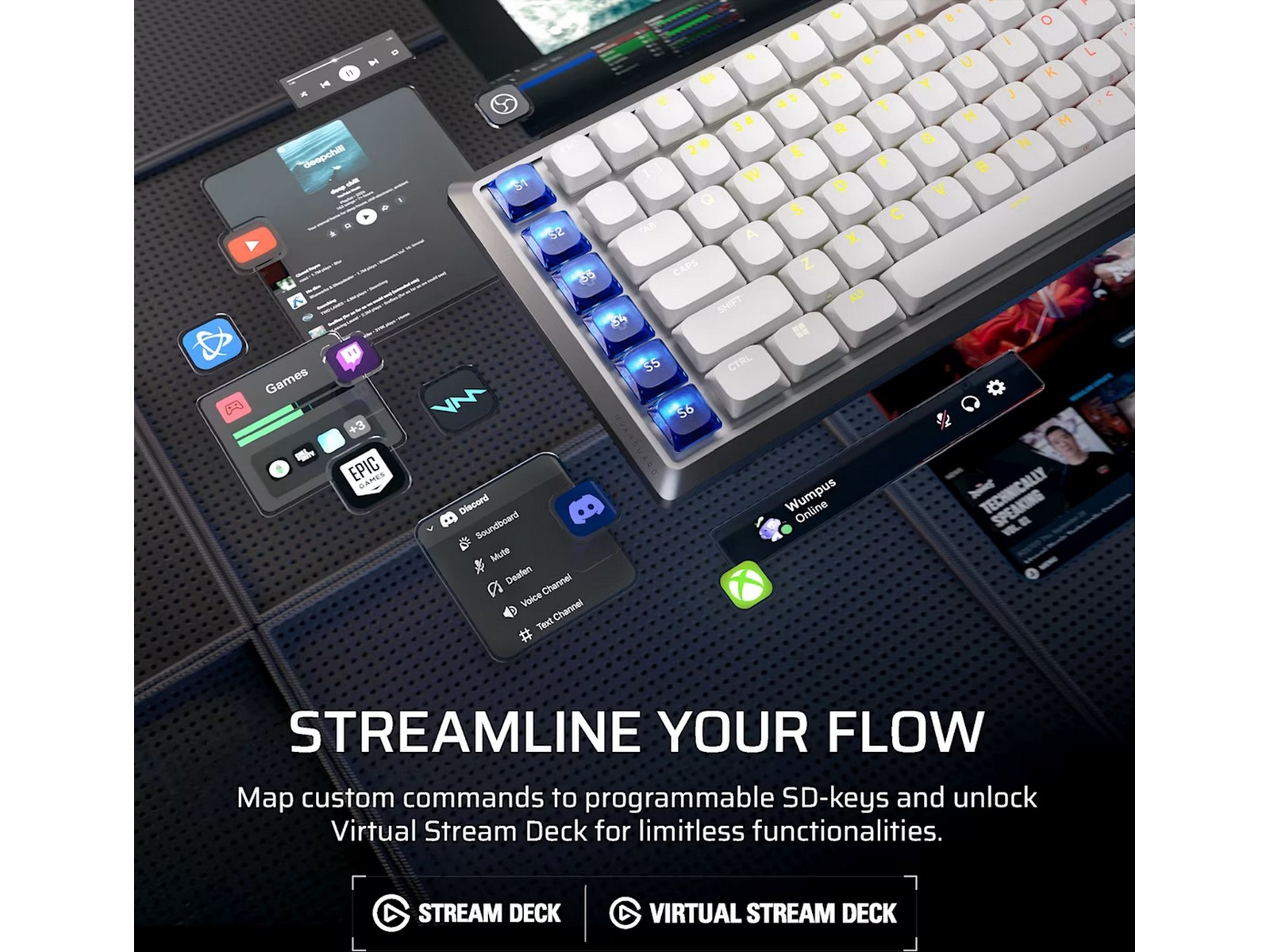 Corsair Vanguard Air 99 trådlöst gamingtangentbord (vit) -B-Grade Demo tangentbord