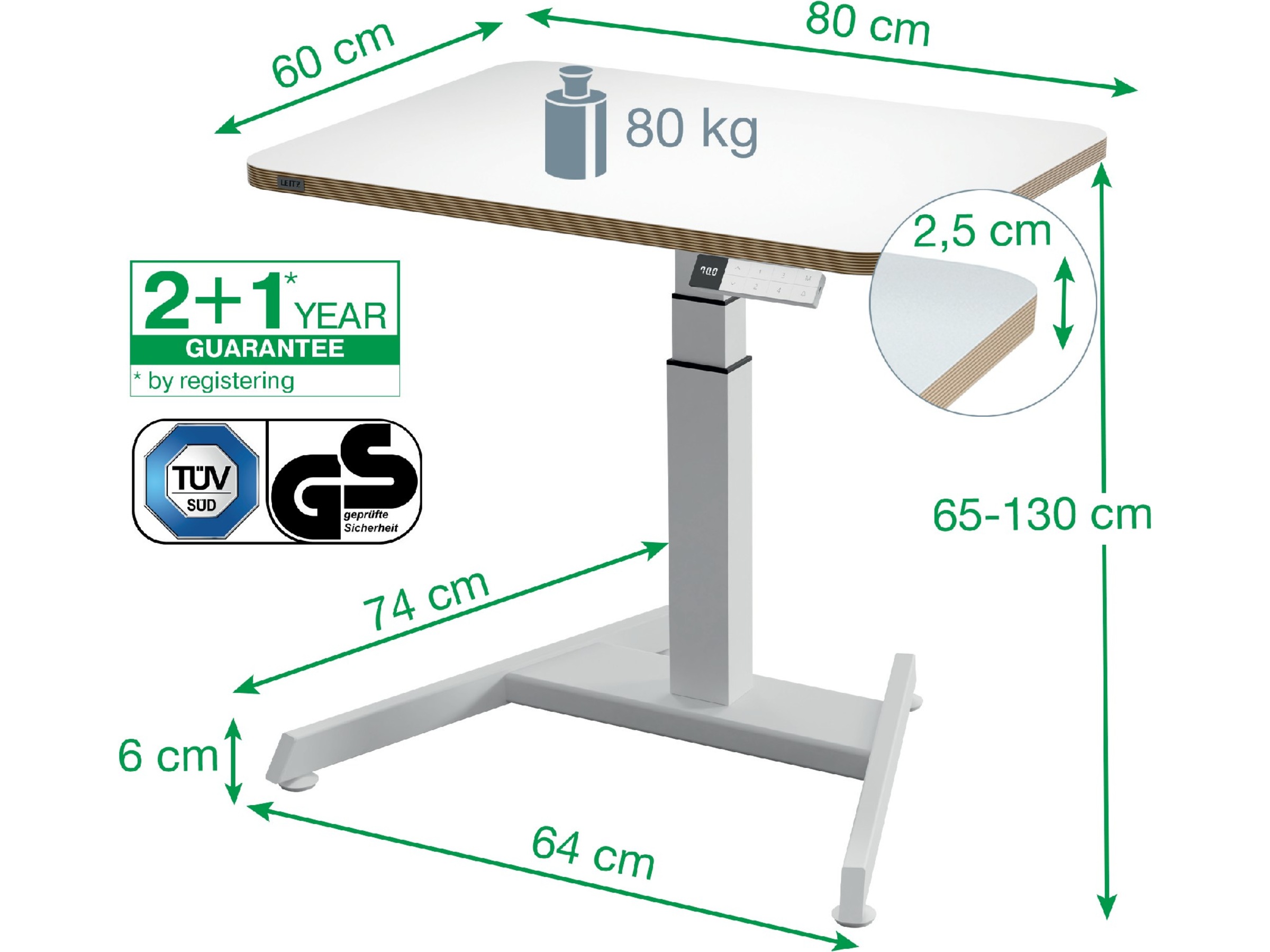 Leitz Ergo Höj- & Sänkbart Skrivbord, elektriskt, stå-upp-påminnelse Skrivbord