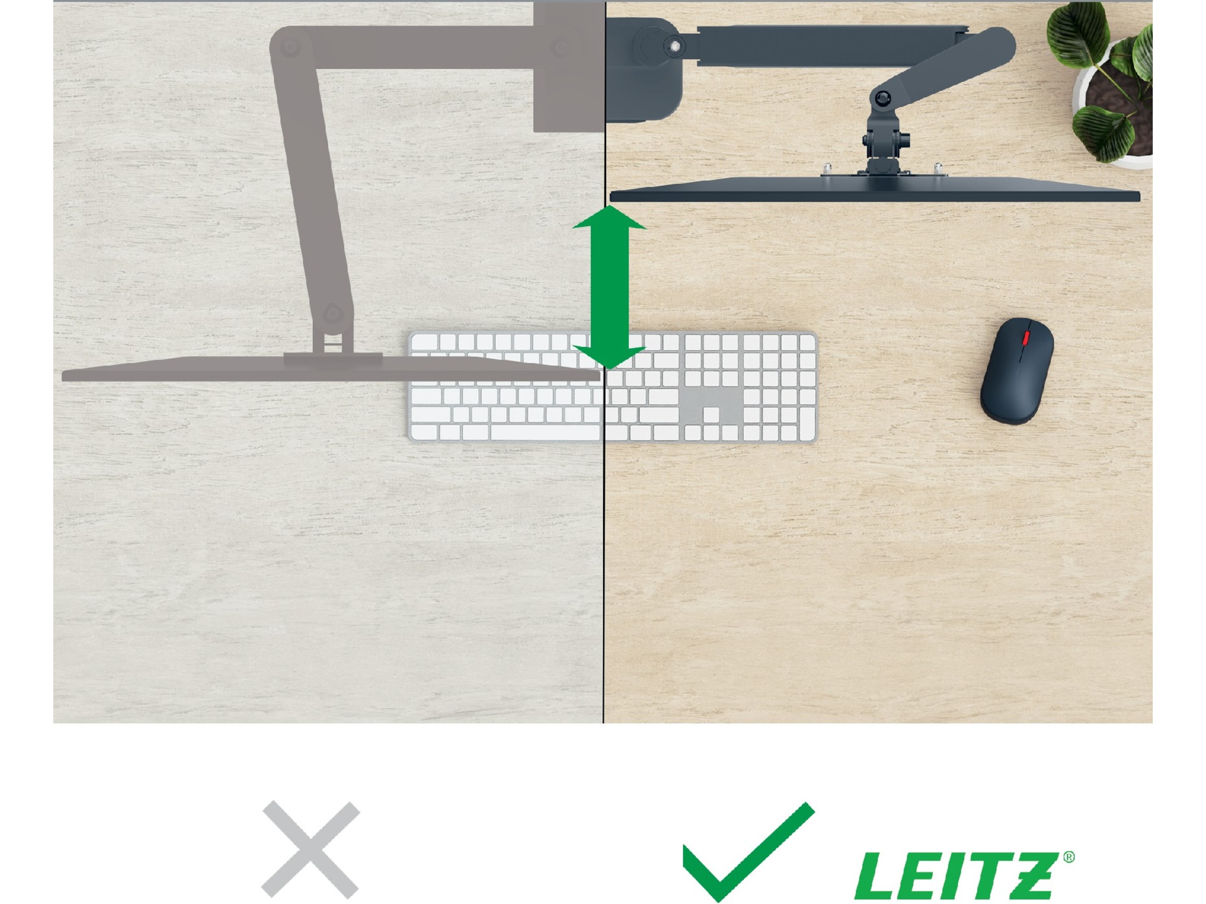 Leitz Ergo Monitorarm & Laptop-Stativ, platsbesparande Bord- & väggfäste
