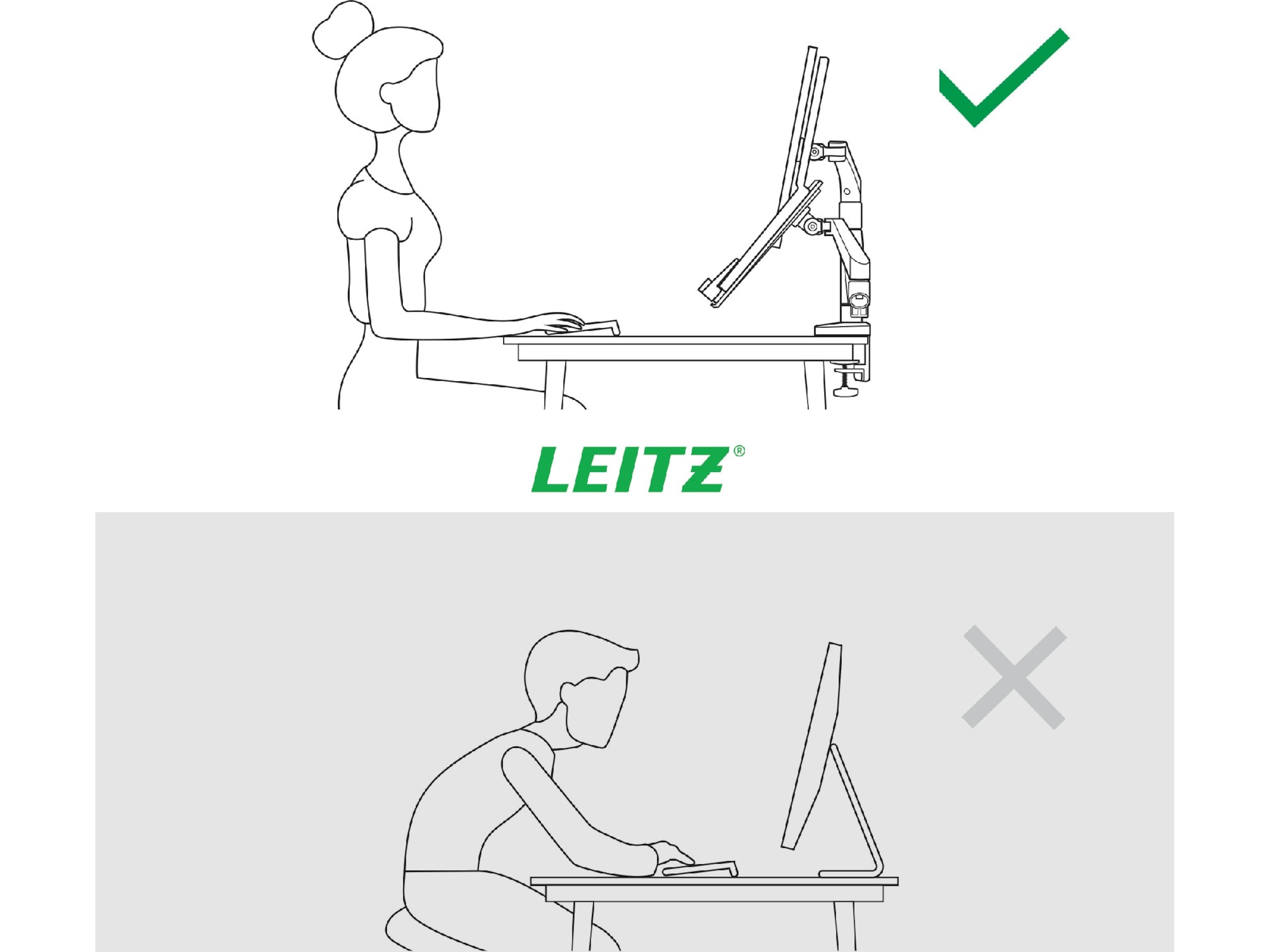 Leitz Ergo Monitorarm & Laptop-Stativ, platsbesparande Bord- & väggfäste