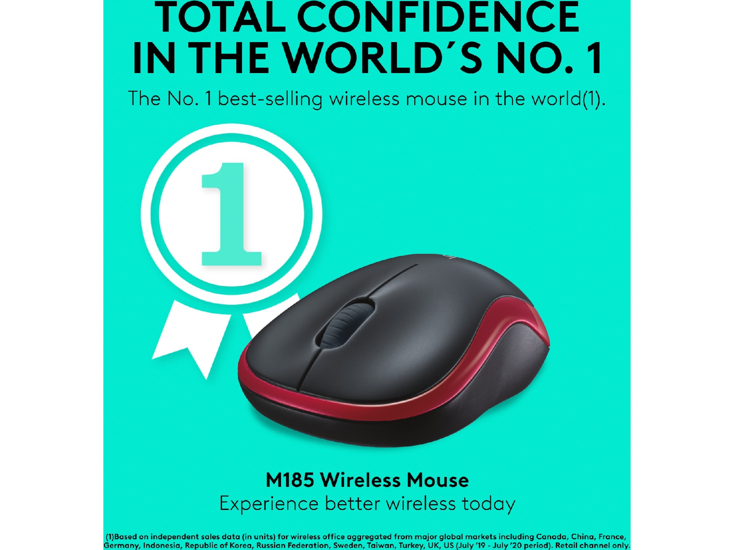 Logitech M185 Trådlös Mus Röd Mus