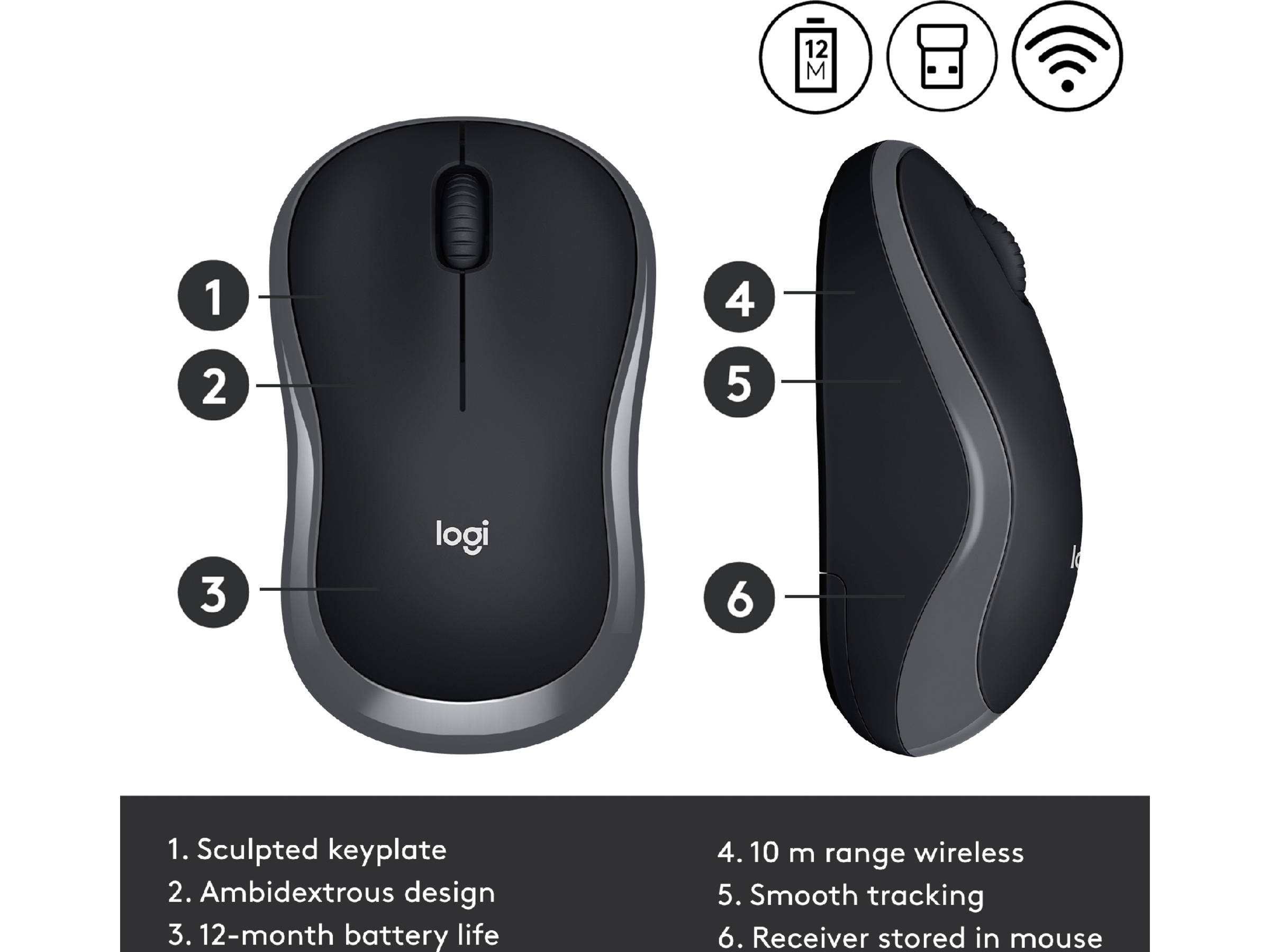 Logitech M185 Trådlös Mus Swift Grey Mus