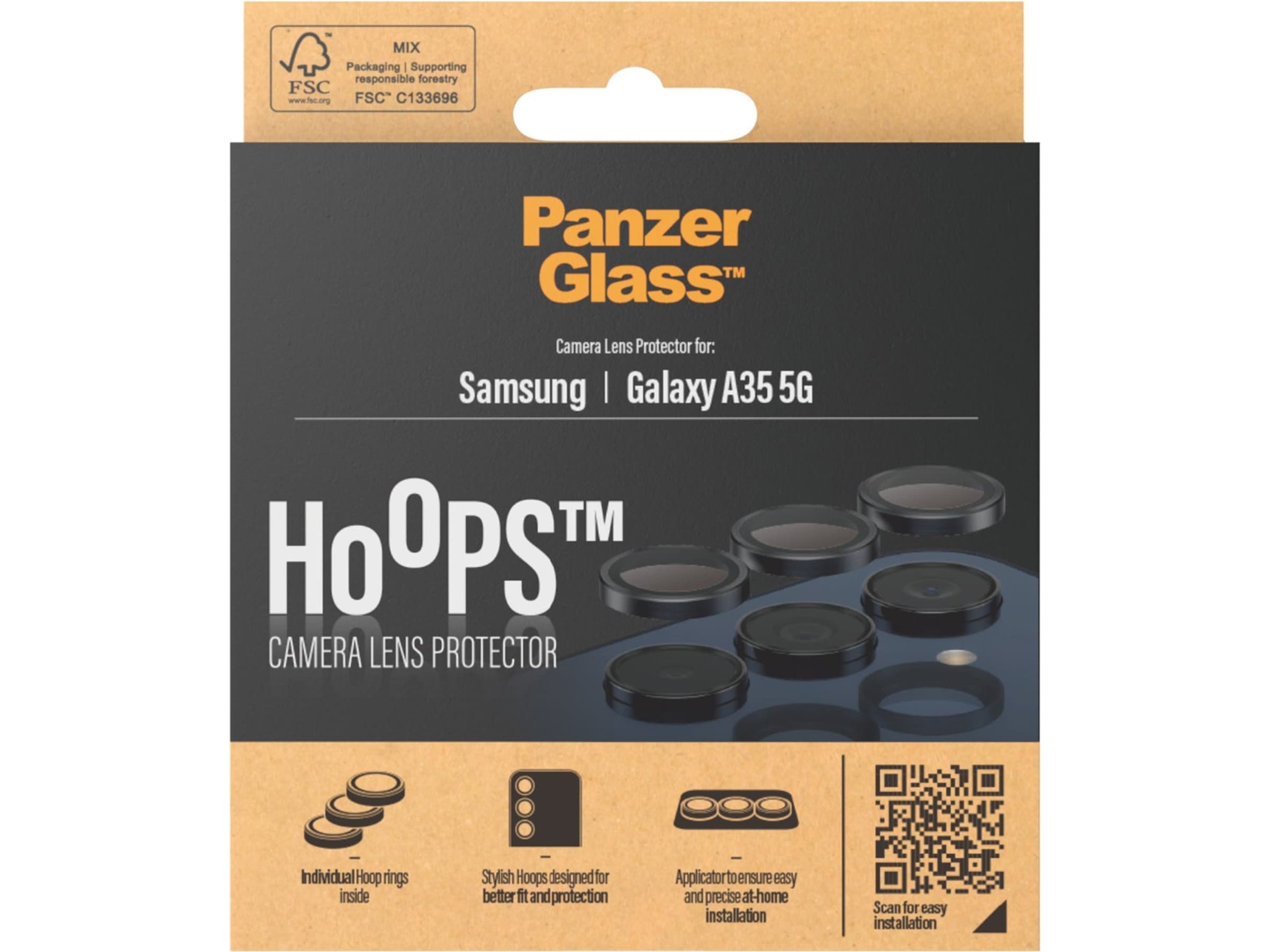 PanzerGlass Galaxy A34 Hoops Linsskydd (svart) Skärmskydd