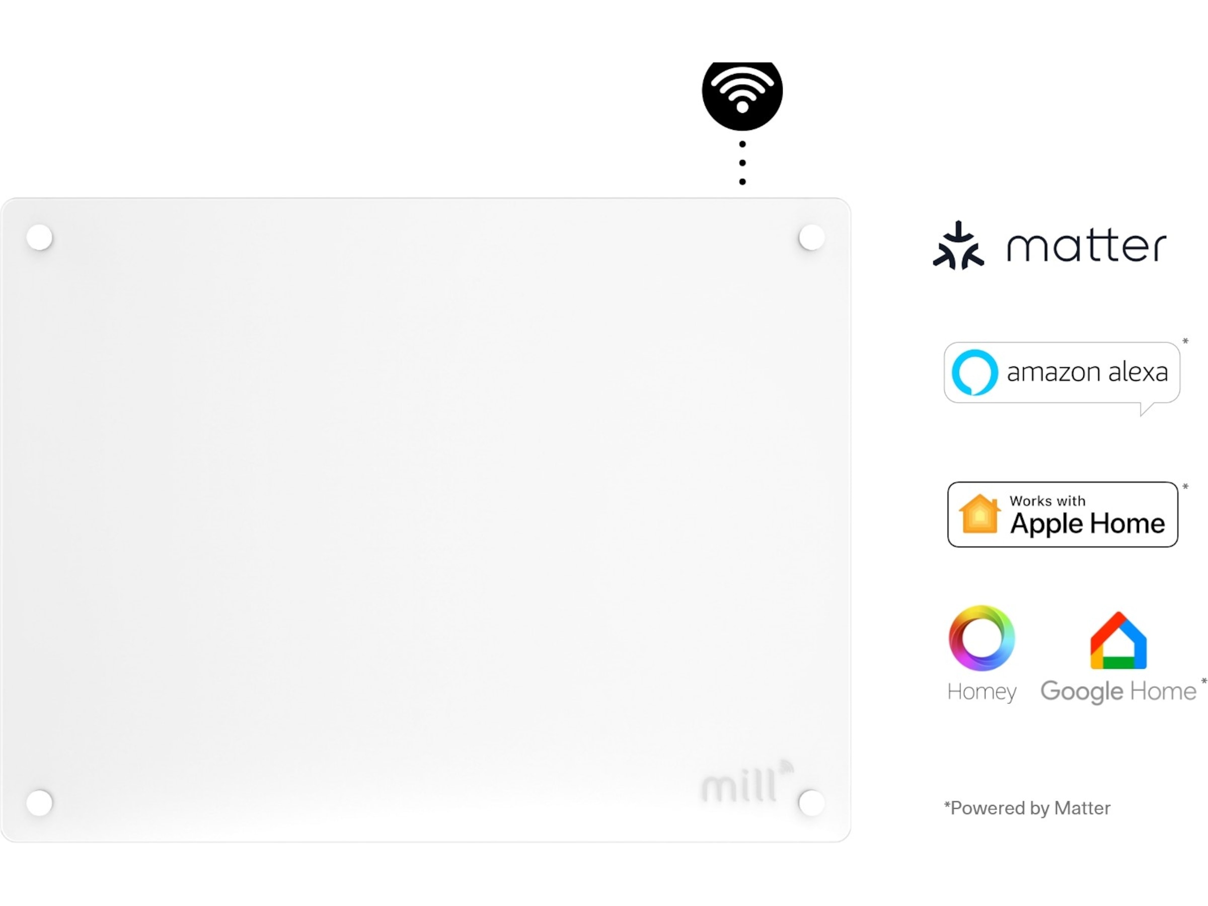 Mill Glas WiFi Gen 3 Panelelement 400W  (vit) Panelelement
