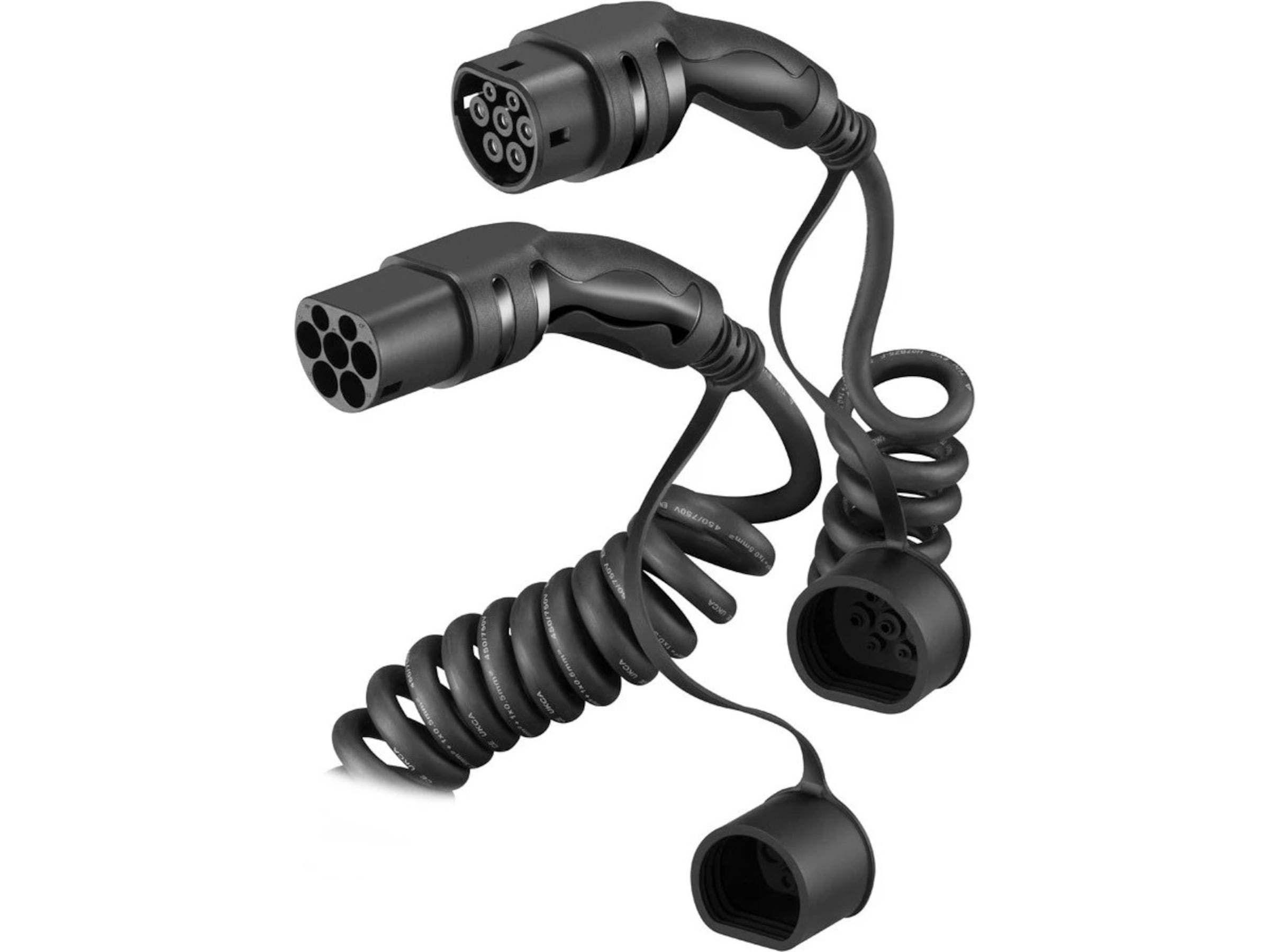 EV-Charge 2500 laddningskabel spiral 11 kW 7 m Elektriska billaddningskablar