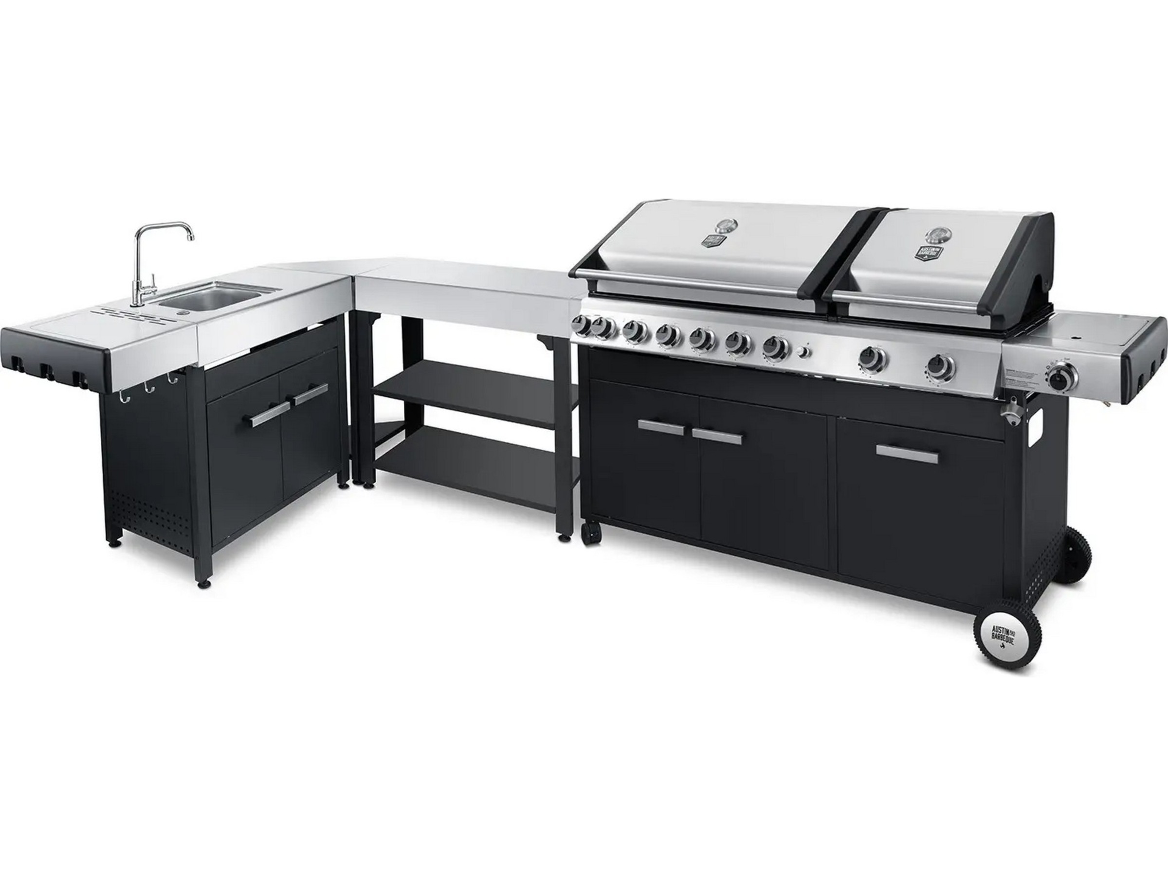 Austin and Barbeque Gasolgrill med 8 + 2 brännare & funktioner Utomhusgrillar