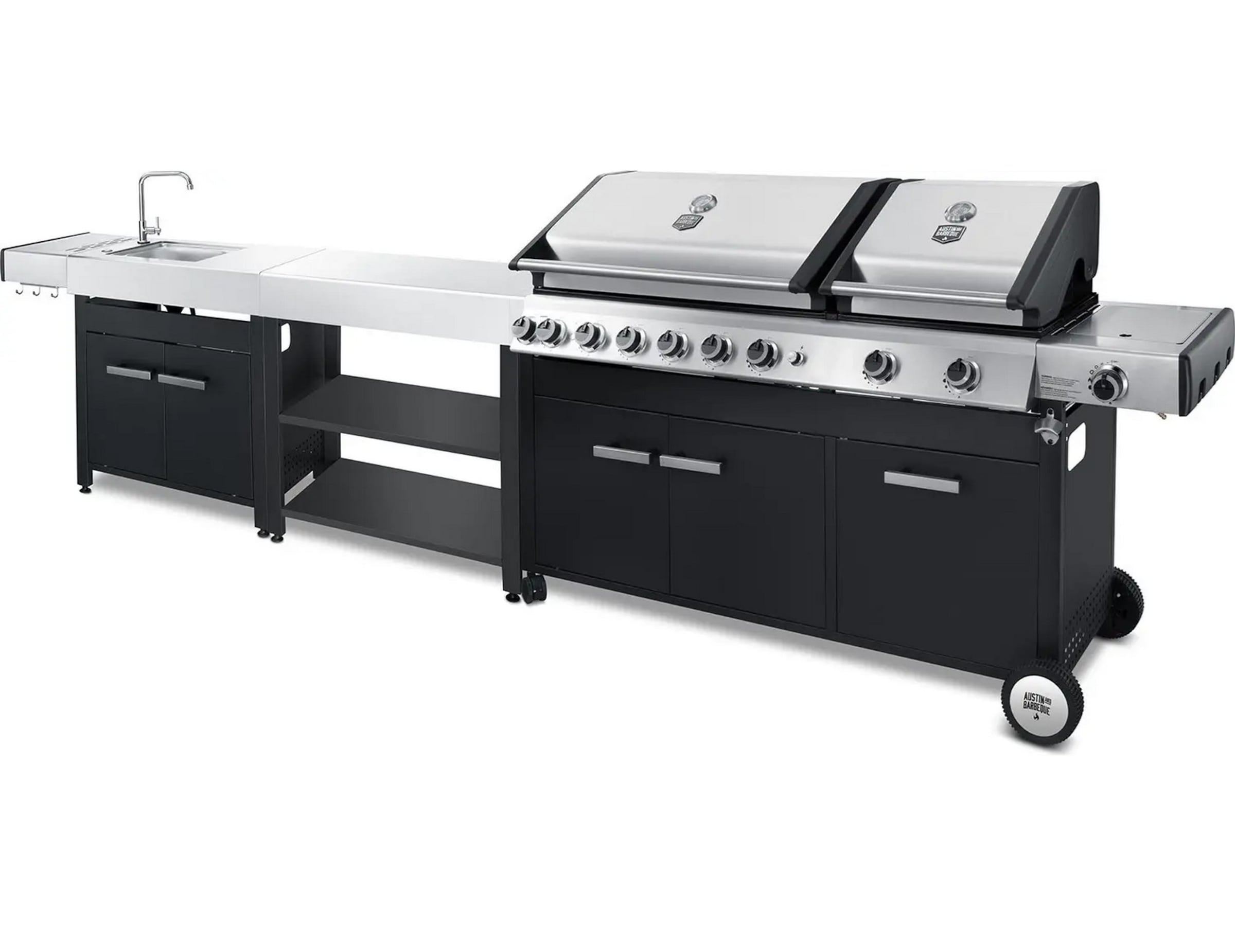 Austin and Barbeque Gasolgrill med 8 + 2 brännare & funktioner Utomhusgrillar