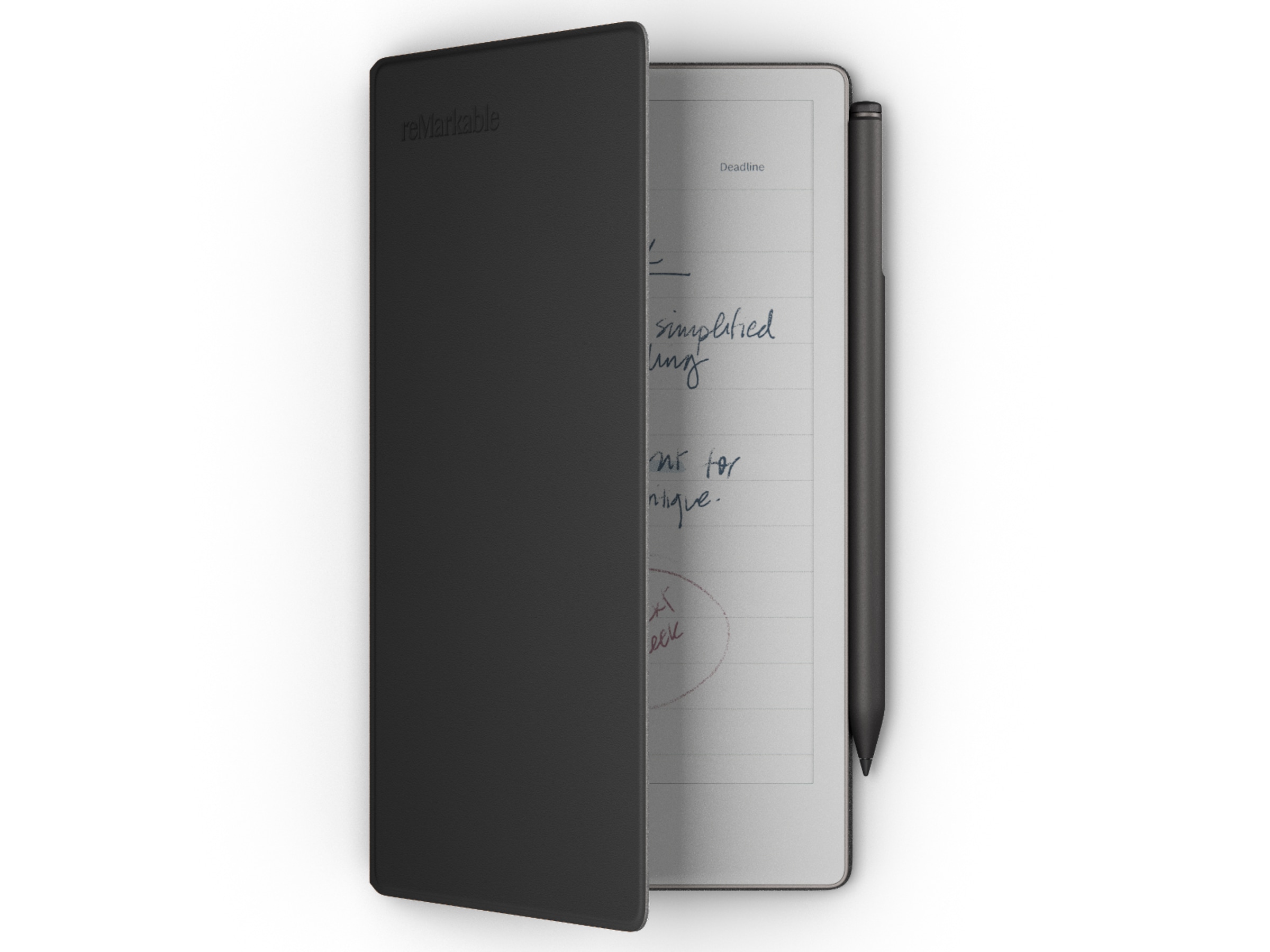 reMarkable Paper Pro Move 7,3" inkl. Marker Plus & Book Folio (svart skinn) Digitala anteckningsblock