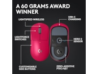 Logitech G Pro X Superlight 2 Lightspeed Trådlös Gamingmus (Magenta) Gamingmus
