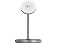 Andersson 2-i-1 Qi2 20W trådlös laddningsstation (silver) Trådlös laddare