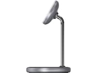 Andersson 2-i-1 Qi2 20W trådlös laddningsstation (silver) Trådlös laddare