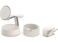 Belkin UltraCharge Pro 3-i-1 Qi2 Laddningsstation (sand) Trådlös laddare