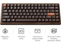 Keychron K2H-F1W-BO trådlöst mekaniskt tangentbord 75% Hall Effect valnöt Gamingtangentbord