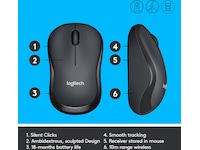 Logitech M220 Silent trådlös PC -mus, svart Mus