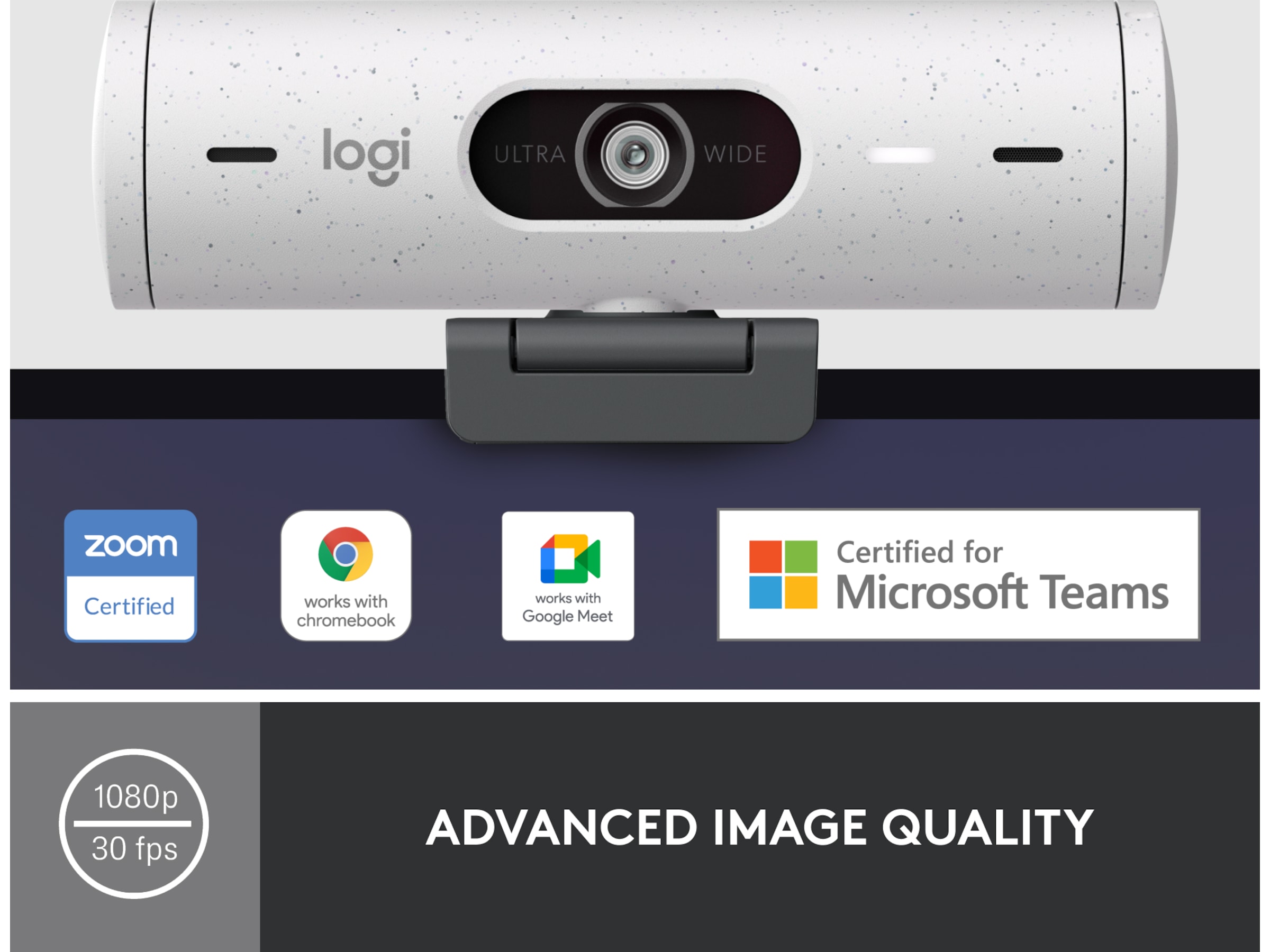 Logitech Brio 500 webbkamera (off-white) Webbkamera