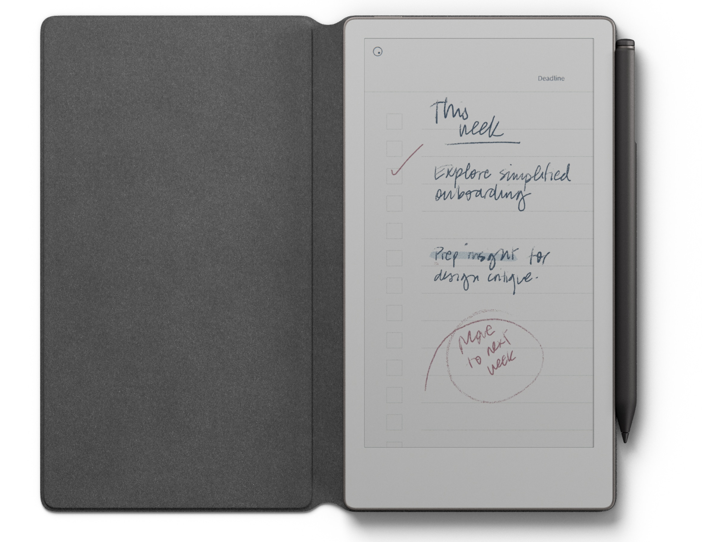 reMarkable Paper Pro Move 7,3" inkl. Marker Plus & Book Folio (svart skinn) Digitala anteckningsblock
