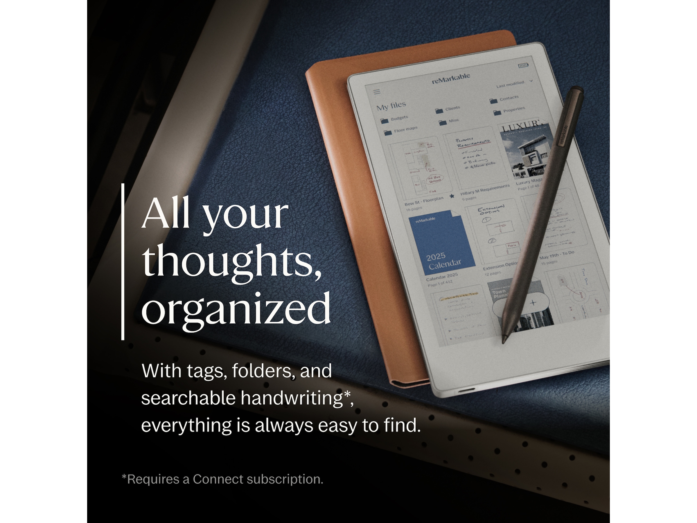 reMarkable Paper Pro Move 7,3" inkl. Marker Plus & Book Folio (svart skinn) Digitala anteckningsblock