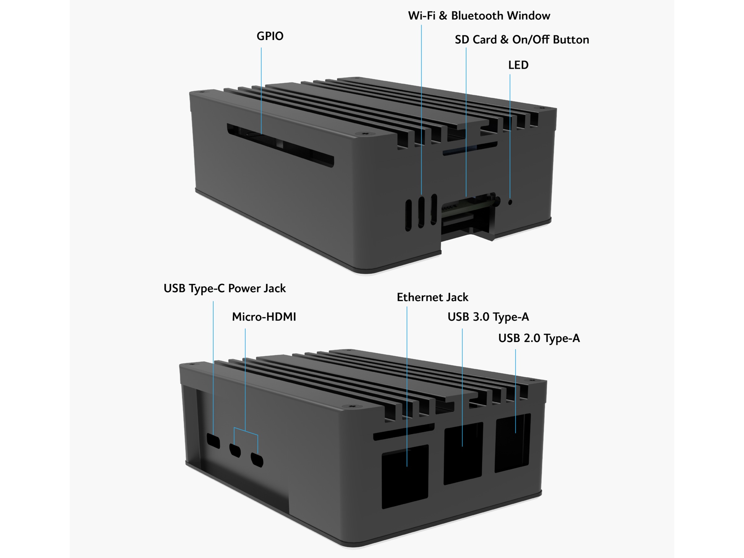 Akasa Pi-5 Pro Aluminium Case Tillbehör