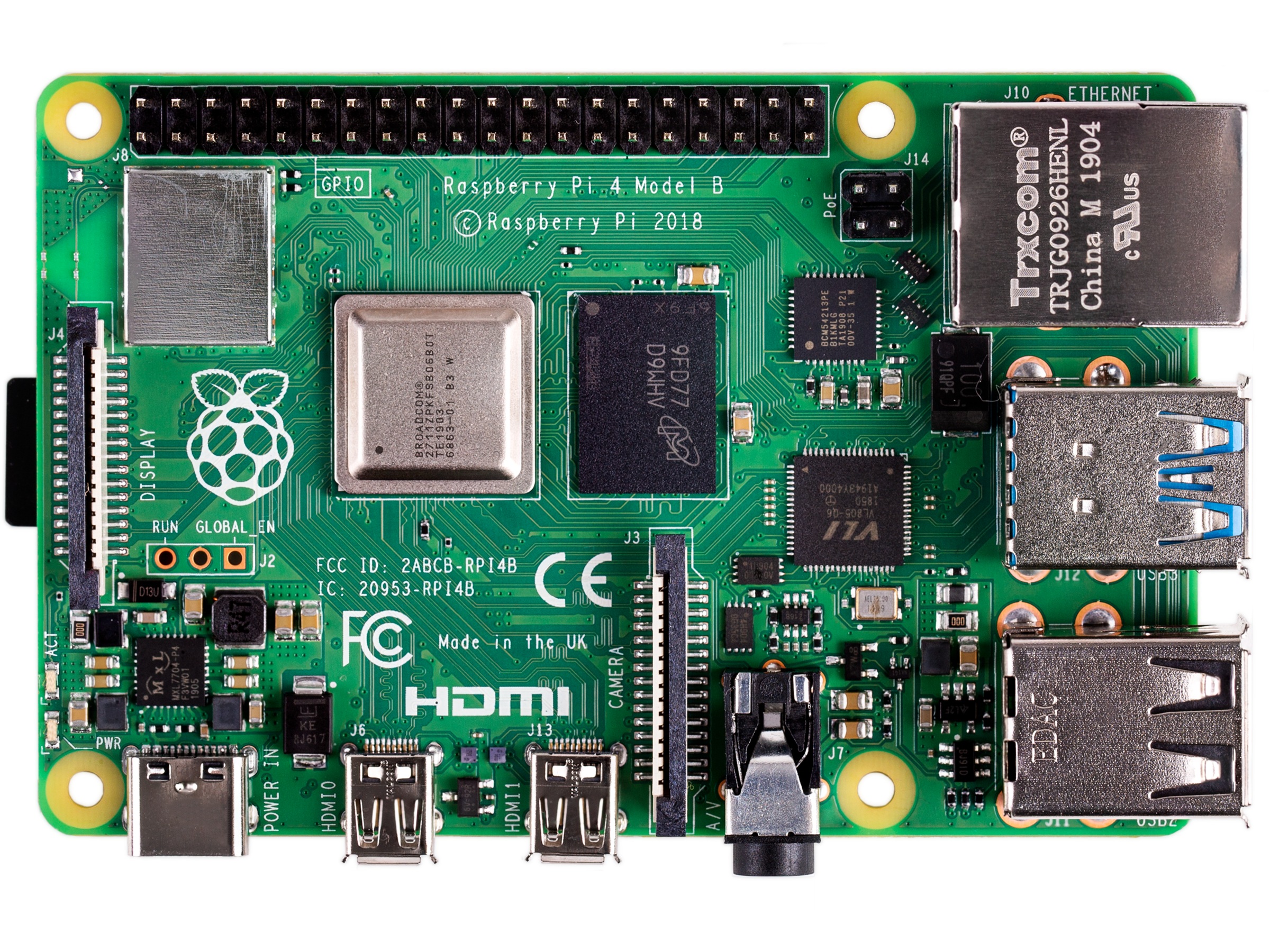 Raspberry Pi 4 Model B, 4GB RAM Integrerad CPU