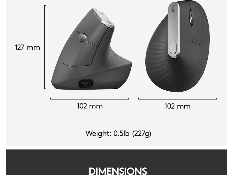 Logitech MX Vertical Trådlös Bluetooth Mus Ergonomi