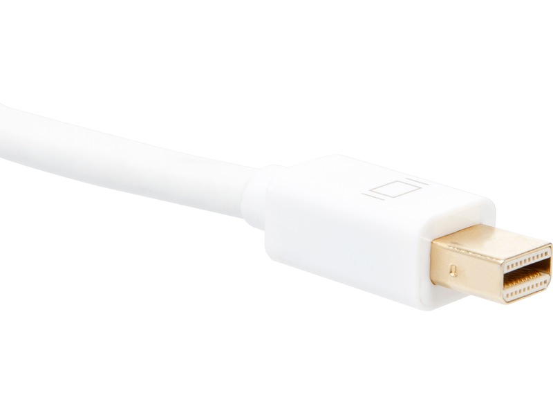 MiniDP till Displayport kabel 1m (vit) Skärmkablar
