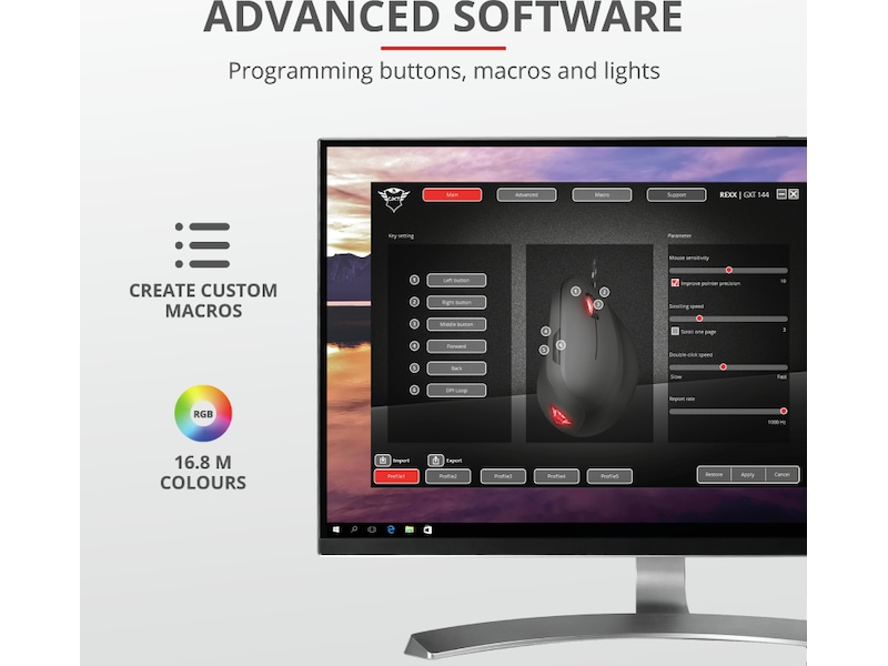 Trust GXT 144 Rexx Ergonomisk Gamingmus (svart) Gamingmus