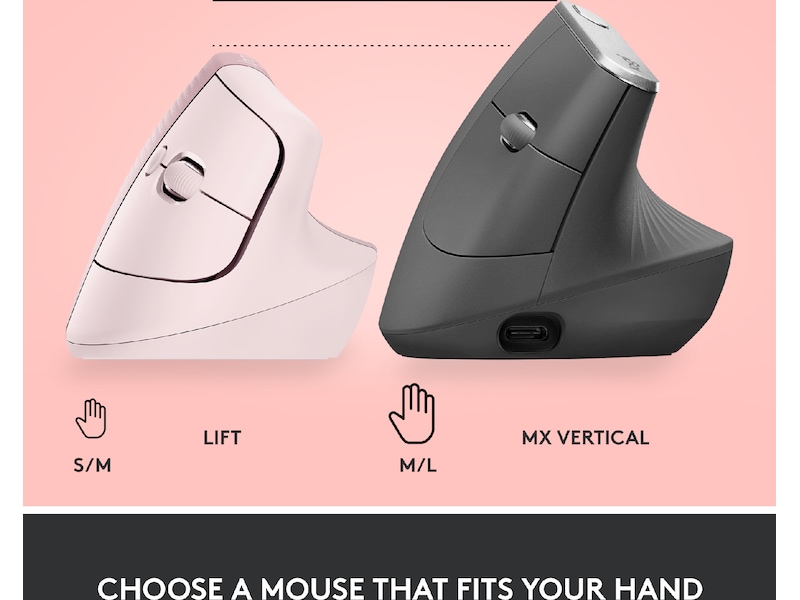 Logitech Lift Vertikal mus (dark rose) Mus