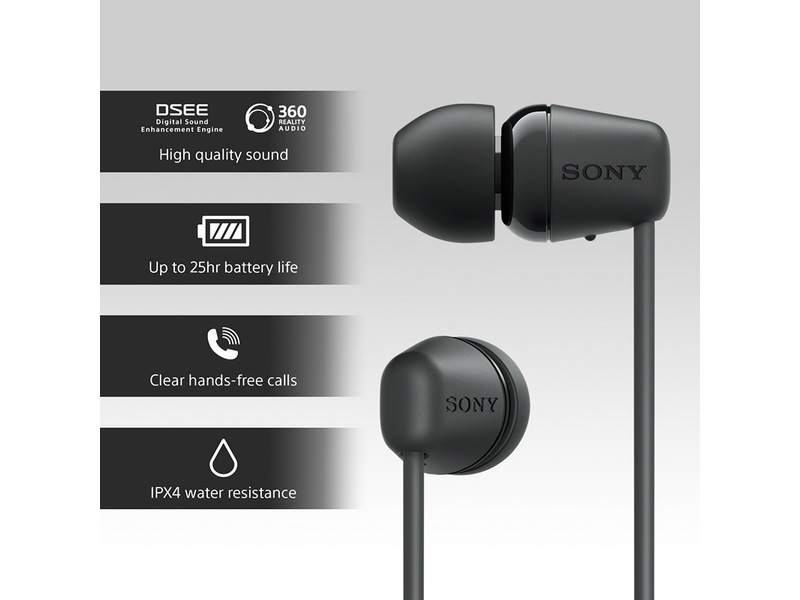 Sony WI-C100 Trådlösa Hörlurar, In-ear (svart) In-ear hörlurar
