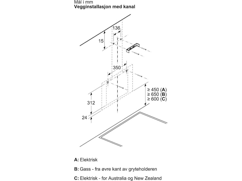 Siemens iQ100 LC85KDK60 Ventilator (svart) Väggmonterad köksfläkt