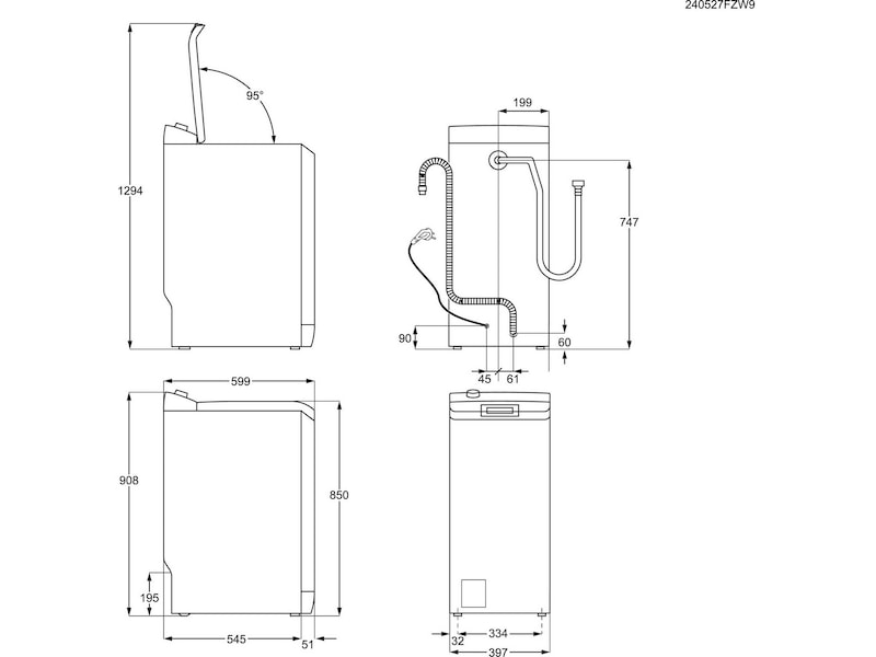 Electrolux EW6T5226C Toppmatad tvättmaskin (vit) Tvättmaskin