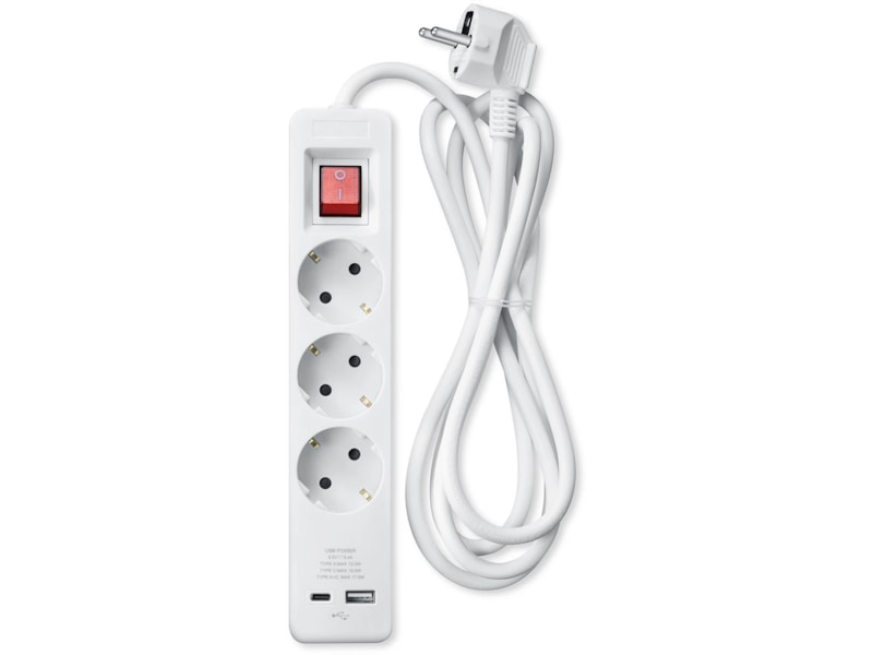 Andersson Strömförgrening 3x uttag och 2x USB 1,5m (vit) Förlängningskabel & förgrening