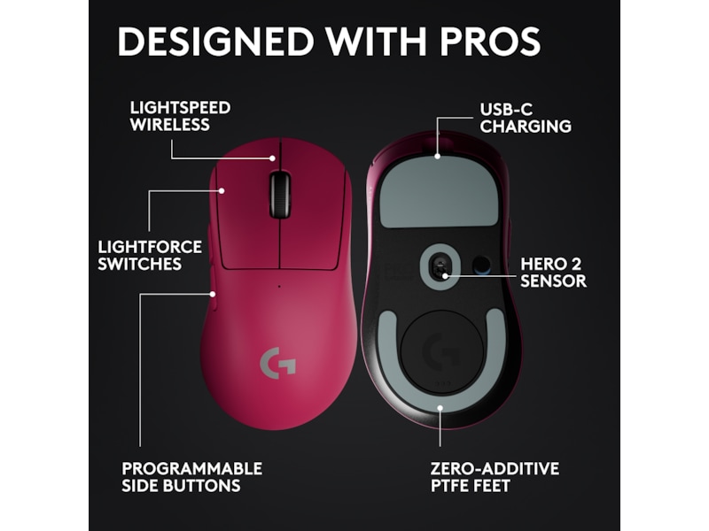 Logitech G Pro X Superlight 2 DEX trådlös gamingmus (rosa) Gamingmus