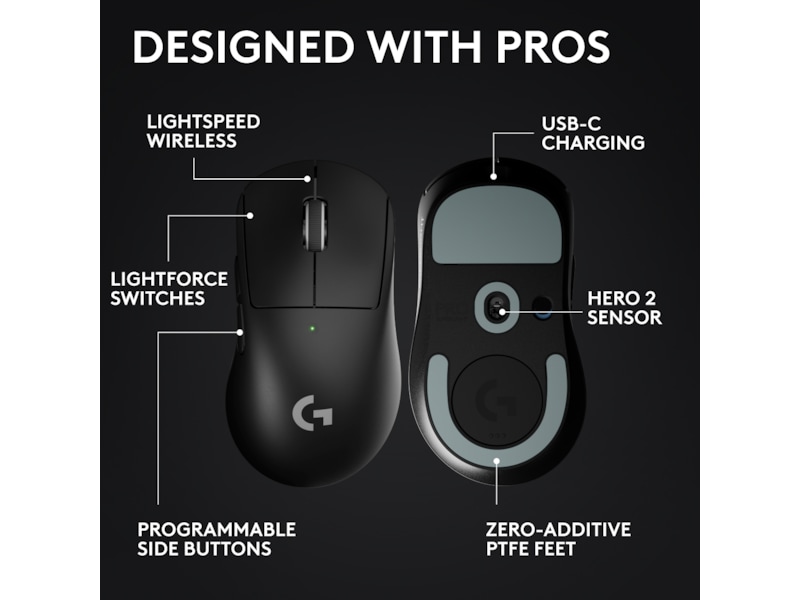 Logitech G Pro X Superlight 2 DEX trådlös gamingmus (svart) Gamingmus