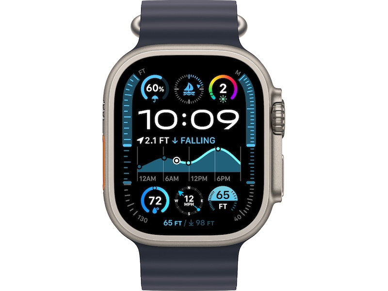 Apple Watch 49mm Natural Titanium Ocean Band Extension (navy) Armband