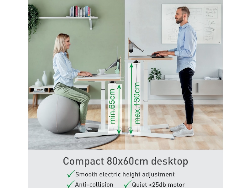 Leitz Ergo Höj- & Sänkbart Skrivbord, elektriskt, stå-upp-påminnelse Skrivbord