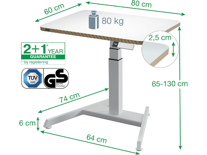 Leitz Ergo Höj- & Sänkbart Skrivbord, elektriskt, stå-upp-påminnelse Skrivbord