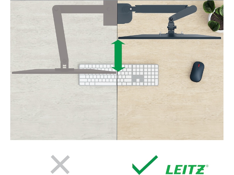 Leitz Ergo Monitorarm & Laptop-Stativ, platsbesparande Bord- & väggfäste
