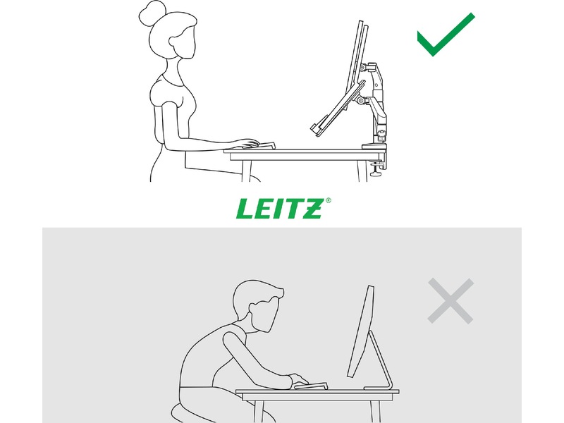 Leitz Ergo Monitorarm & Laptop-Stativ, platsbesparande Bord- & väggfäste