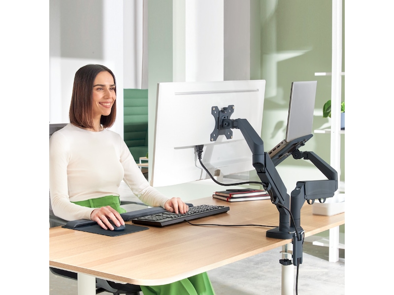 Leitz Ergo Monitorarm & Laptop-Stativ, platsbesparande Bord- & väggfäste