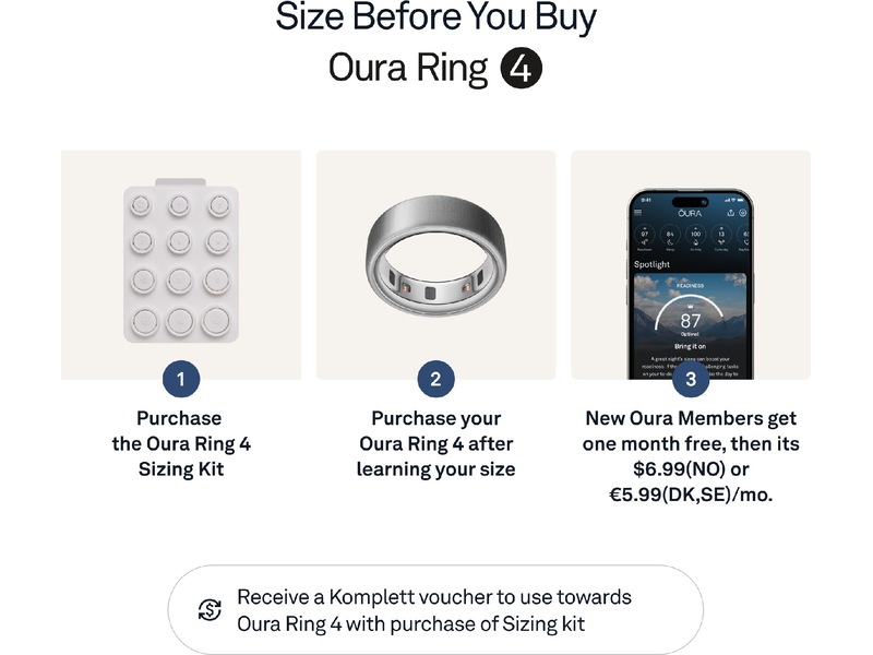 Oura Ring 4 Smart Ring str. 12 (borstad silver) Smart ring